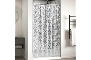 OTraki Cortina De Ducha, 120x200cm Cortina Ducha 3D EVA Guijarro Translúcido Cortinas Ducha, Resistente Al Moho, Al óxido E Impermeable Cortinas De Baño con 8 Ojales y Ganchos
