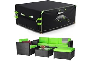 UIRWAY Copertura impermeabile per mobili da giardino con presa d'aria, 200x200x90cm, copertura per mobili da giardino, resistente 420D, con strisce riflettenti