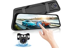 HIKITY Dashcam Voiture Rétroviseur 1080P+1080P Écran Tactile 9.66" Avant et Arrière Camera Voiture, Vision Nocturne, Enregistrement Boucle, Capteur G, HDR, Surveillance du Stationnement, Carte TF 32G