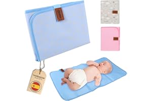Bebesar® Cambiador bebe portatil impermeable - Cambiador bebe plegable acolchado - Cambiador de viaje (Estrellas Azul)