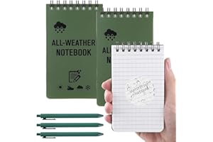 FDRJKN 3 Pack Mini Waterproof Notebook, In Pocket Notepads,Waterproof Notepad,Grid Paper Tactical Steno Pads, for Office, Outdoors