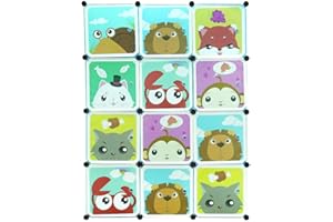 BUTUN Armoire de Rangement Enfant, Armoire Chambre, Étagère Cube en Plastique, Armoire Modulable avec Portes, Armoire Penderie Portable et Armoires à Chaussures. (Bleu)