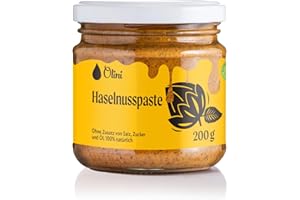 ‎OLINI Olini Haselnusspaste 200 g 100% Natürlicher Glatte Paste aus Haselnuss Cremiger Brotaufstrich aus einer Zutat, ohne Salzzusatz, ohne Zuckerzusatz, ohne Palmöl, Veganerfreundlicher Snack für Desserts