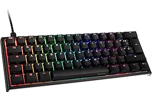 ‎DUCKY Ducky ONE 2 Mini Gaming Tastatur, RGB-LED Gaming Keyboard, Cherry MX-Blue, Mechanische Tastatur, TLK-Mini-Version 60% Key Layout, Mechanische Tastatur mit USB C Stecker, Abnehmbare Kabel, Schwarz