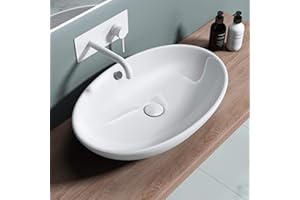 doporro Waschbecken 63x42x15,5cm Aufsatzwaschbecken aus Keramik in Weiß inkl. Nano-Versiegelung Brüssel306