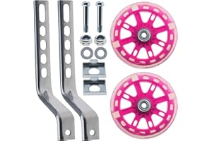 Create idea 1 par de estabilizadores de Bicicleta para niños con LED Rosa, Ruedas de Entrenamiento para Bicicleta, estabilizadores de Bicicleta Ajustables de Alta Resistencia