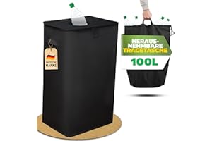 COTTARA® Pfandflaschen Sammelbehälter mit Deckel, Stabiler Flaschensammler Leergut Behälter, Praktischer Pfandbehälter mit Einwurf, Pfandsammler, Pfandflaschen Aufbewahrung für Küche schwarz