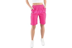 URBAN STITCH Womens Shorts with Pockets Lightweight Elasticated Summer Easy Care Ladies Travelling Pull on Comfy Lounge Shorts Plus Size