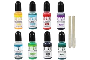 Nurila Farbpigmente für Gießpulver, Pigmente für Gießpulver Beton Gips, 8 Farben Resin Farbe Mit Zwei Rührstäbchen Geliefert für Handwerk, Schmuck, Malerei, Geeignet für Anfänger Und Profis Je 10 Ml