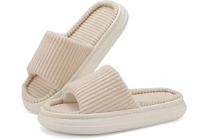 NineCiFun Damen Sommer Hausschuhe Innen und Außen Slip-On Haus Schlafzimmer Schuhe Offene Zehe Memory Foam Hausschuhe Weit