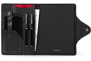Londo Portfolio in Vera Pelle con Blocco Note e Chiusura a Scatto, per Affari, Ufficio e Viaggi – Cartella Elegante e Funzionale in Pelle di Alta Qualità