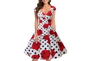 Bbonlinedress Vestido Corto Mujer Retro Años 50 Vintage Escote