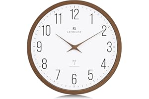 ‎LAFOCUSE Lafocuse 30CM Funk Wanduhr mit Holz Zeiger, Hohe Genauigkeit Funkuhr Braun, Einfach zu Lesen Modern Wanduhren Deko für Küche Wohnzimmer Büro Schule