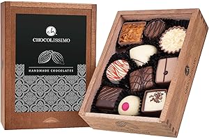 ‎CHOCOLISSIMO CHOCOLISSIMO - Chocolate Gift - Chocolate Gift - Alcohol Free - 10 Luxury Chocolates in Elegant Wooden Box - Wooden Box - Chocolate Alcohol-Free - Gift Idea Christmas, Birthday - Elegance