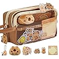JollyDragon Capybara Pencil Case,Cute Capybara Pencil Pouch,Transparent Pen Pouch with Compartments,Wide Opening Mouth Pen Case for Stationery Cosmetics Toiletry Storage
