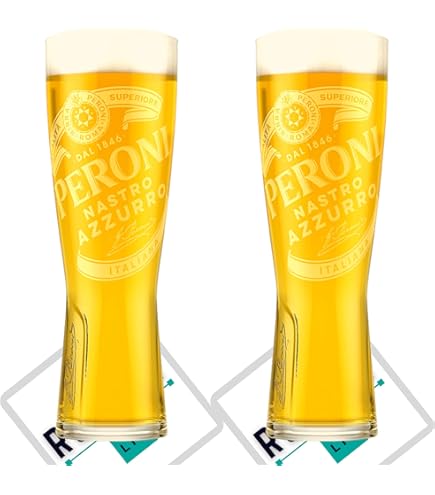 Set 6 Bicchieri Peroni Da Birra 0,3 L – Bicchieri Autentici Con Logo Inciso, Altezza 20 Cm, Perfetti Per La Tua Birra Preferita