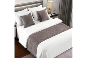 AMBERIS Camino De Cama Gris, Bufanda De Cama Moderna De Chenilla Suave Que No Se Decolora