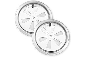 everlar® 2 x Rosette d'aération en Acier Inoxydable Ø 125 mm I Double Paquet de plaques branchiales I Coulisseau d'aération de la Grille, Bateau, Campeur, Maison etc. I Ventilateur Rond verrouillable