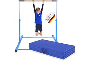 ‎MÜLLER & BLUM Müller & Blum Premium Turnreck für Kinder, höhenverstellbares Turngerät für Indoor & Outdoor, Turnstange aus Holz & stabile Stahlkonstruktion, 200 kg belastbar, Optional mit Matte