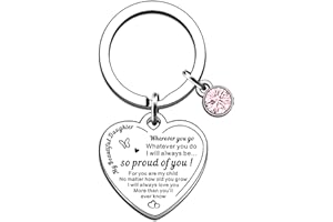 SMARGO Daughter Keyring Gift from Dad Mum Charm Rainbow Stainless Steel Heart Pendant Family Jewelry