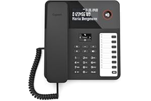 Gigaset Desk 600 - Schnurgebundenes Telefon mit 7 doppelbelegbare Direktwahltasten - Großes LCD-Display - 5 Wege Navigationstaste- Freisprechfunktion - MFV- oder Impulswahl, schwarz [Deutsche Version]