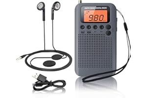 BENSS Mini Radio Portatile Radio Tascabile Digitale Ricevitore AM FM 2 Banda Stereo Personale Radio con USB Ricaricabile e Auricolare per Camminare Jogging
