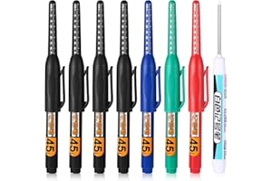Hpmjz Tieflochmarker Wasserfest Tiefenlochmarker 45mm Bohrlochmarker Extralange Spitze Markierungsstift Lochmarkierer Anzeichenstift für Holz Kunststoff Wand Metall Karton Baustellen Stift (8)