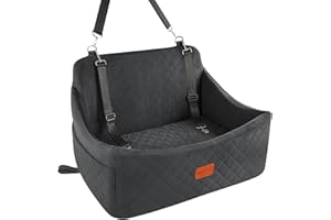 Wooaidagg Pies Car Seat Medium Sized Dogs, w pełni zdejmowane i nadające się do prania legowisko dla psa, miękkie, Fabic Pet Car Seat Filling in Memory Foam, 2 leashes Dog Bed for Car, czarne, L)