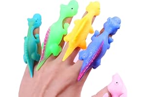 Atsmoce®20 Stuck Schleuder Dinosaurier Fingerspielzeug, Elastischer Fliegender Finger-Dinosaurier, Slingshot Dinosaur Finger Toys, Dinosaurier Party Spielzeug für Kinder ＆ Erwachsene