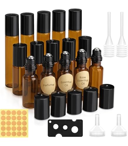 Roll On Vuoti 10ml In Vetro Con Sfera Acciaio - Per Oli Essenziali E Profumi, Kit Con Accessori (Rosa) - Foto 8