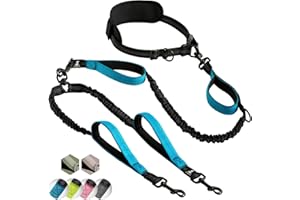SPARKLYPETS Laisse mains libre pour 2 chiens grande et moyenne taille – laisse anti-traction avec coutures réfléchissantes pour chien - accessoire chien pour le jogging, la marche à pied, la randonnée, l’escalade