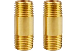 LSTOPGO 1/4 Zoll Doppelnippel Messing Außengewinde,1/4 Zoll NPT Doppelnippel Messing Gewindefitting Fittings für Rohranschluss,1-1/2 Zoll Länge,1200 psi (2 Stück)