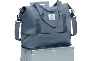 SEAFEW Borsone da Viaggio Borsone Palestra Donne, Grande impermeabile Borsa da Viaggo Donna Weekend Borsa Palestra con tasca bagnata A10-Blu zaffiro