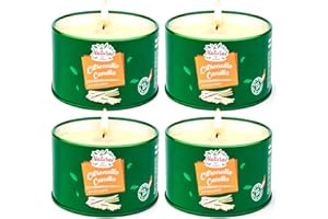 NALIKOSTY Citronella Kerze Outdoor, 4 x 125 g Citronella Kerze Draußen - 120 Std. Brenndauer Zitronella Kerze im Freien, Natürliche Sojawachs & Citronellaöl Duftkerzen-Set für Garten Camping Terrasse Picknicks