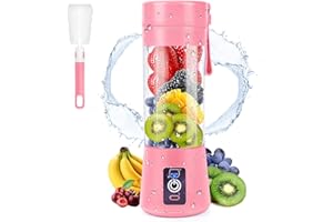 MIAOKE Mixeur portable pour smoothie, mixeur personnel avec 6 lames en 3D, presse-agrumes rechargeable par USB, pour maison, bureau, extérieur, Rose