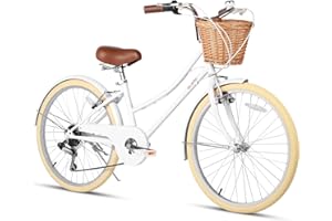 Glerc Missy 20" 24" 26" pollici Girl Cruiser 6 speed Hybrid city bike per bambini sopra i 6 anni con cestino in vimini leggero, vari colori