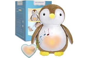 DEARBABY Baby Sleep Soother,Baby Registry Search Baby Soother Cry Baby Shower Gifts Auto Off Timer,Heartbeat Penguin Help Kids Go to Sleep Faster,Mother's Day Gifts