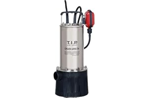 T.I.P. Drain 6000/36 Edelstahl-Tauchdruckpumpe, 950 W Klarwasser-Pumpe mit 6.000 l/h Förderleistung, 34 m Förderhöhe (3,4 bar), 10 m Kabel, 7 m Eintauchtiefe, für Zisterne, Garten, Haus & Bewässerung