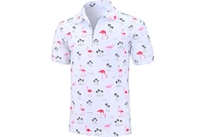 Swimnus Mens Short Sleeve Polo Shirts Hawaiian Printed Golf Polo Shirt for Men Adult Casual Polo T-Shirt Tee Tops with Zipper