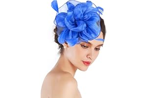 Silom Fascinators Wedding Hat for Women, Cocktail Tea Party Headwear Flower Mesh Feather Fascinator Girls Flower Hair Clip Fascinators Hat Bridal Headpiece Wedding Church Hats