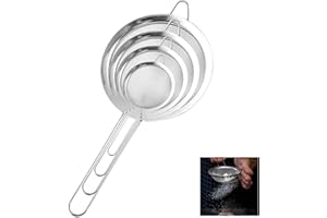 MXTIMWAN Passino Acciaio Inox, Set di 4 Setaccio da Cucina 7/10/14/18cm Scolapasta con Manico Maniglia Filtro per Pasta Set di Setaccio da Cucina in acciaio inossidabile Riso,Verdura,Verdure,Polvere
