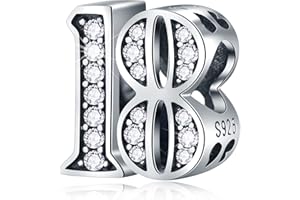 CRISNATA 5,10 to 50 52 55 56 60 65 70 75 80 Birthday Charms fit European Anniversary Bracelets, 925 Sterling Silver Number Charms with Clear CZ Stones, Gifts for Family/Lover/Friends