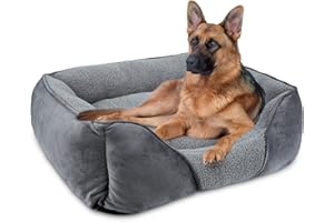 MIXJOY Extra Extra Large Dog Bed Washable, XXL Dog Bed Low Front Edge Bed Non-Slip Bottom Soft Pet Bed, Calming Pet Bed For Labrador, Golden Retriever, Grey, 107x76x25 cm