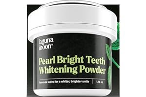 Lagunamoon Teeth Whitening Powder, Natural Spearmint Formula Pearl Bright Tooth & Gum, Remove Coffee Wine Smoking Stains, Tooth Whitening Powder with No Black Mess