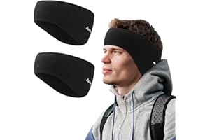 JASUEN Winter Sport Stirnband für Damen und Herren- Ohrenschützer Ohrenwärmer Elastisch Haarband Warm Headband für Jogging Laufen Wandern Fahrrad - 2er Schwarz