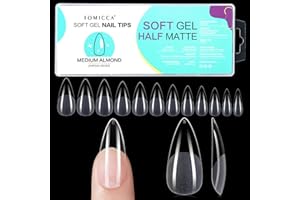 ‎TOMICCA TOMICCA Almond Medium Nageltips-Tips für Gelnägel,Gel Full Cover Nail Tips, Pre-Shaped Halbmatt tips nägel Gelly Nagelspitzen für Acrylnägel-240 Pieces 12 Sizes