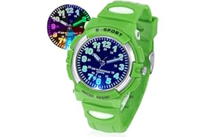 DTKID Orologio analogico per bambini,ragazza,ragazzo,7 luci colorate, impermeabile 3 ATM, facile da leggere, orologio per l'insegnamento del tempo per ragazzi, orologio da polso con cinturino morbido