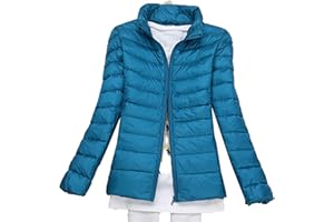 KeYIlowys Piumino Leggero Primaverile E Invernale Tinta Unita Colletto in Piedi Slim Plus Size Piumino Corto da Donna