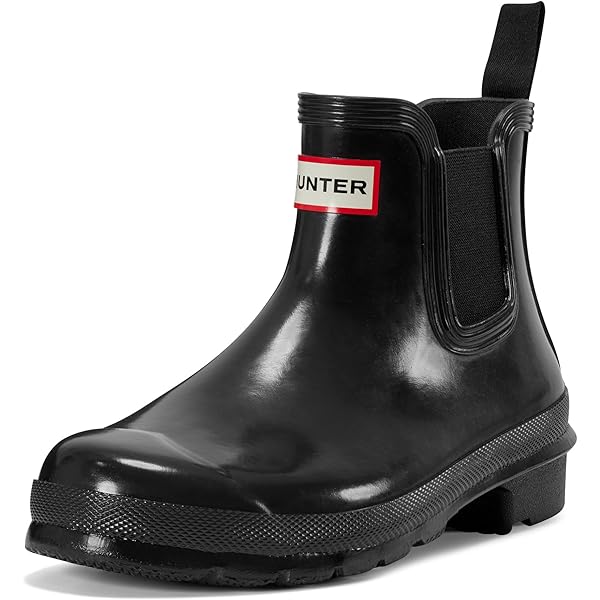 Hunter Women's Refined Gloss Quilt Chelsea Rain Boot, Black, 4 UK