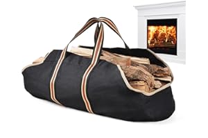 HIVEXAGON Log Bag Heavy Duty, Firewood Carrier Bag, Large Canvas Log Carrier Bag Waterproof, Prefect for Indoor Outdoor Fireplace or Camping